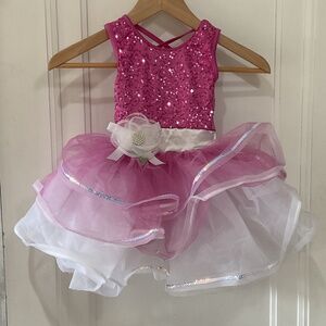 Little girl ballerina costume / pink beaded